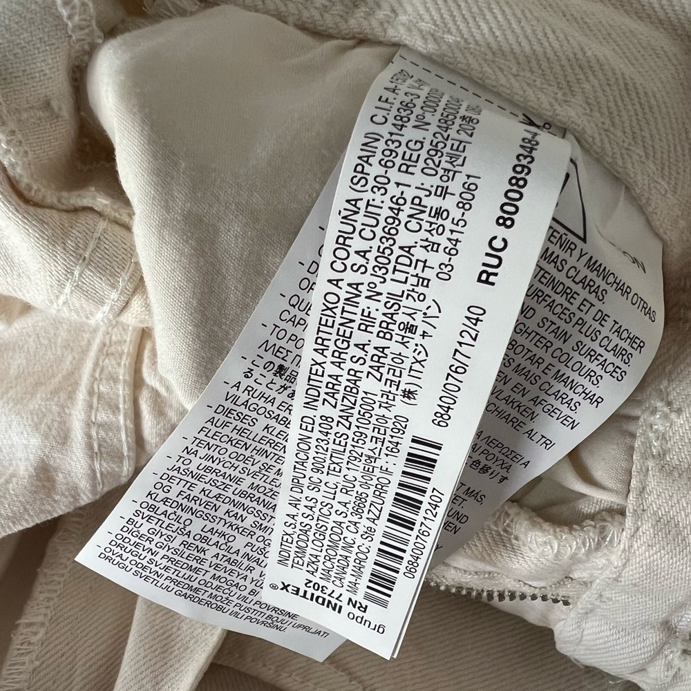 ZARA Mid Rise Loose Fit Denim Ecru - Picture 9 of 15